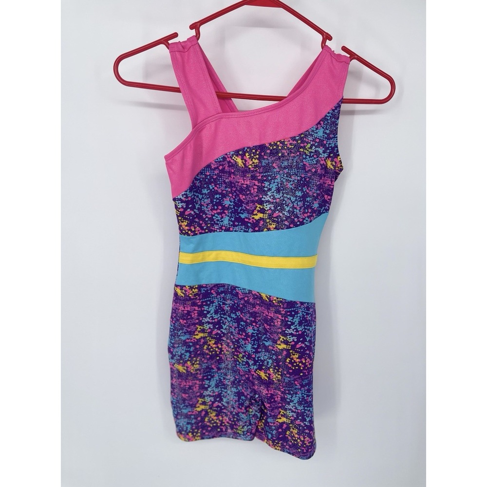 Splatter Tank Leotard Bodysuit Shimmer Speed Dry Purple Pink Blue